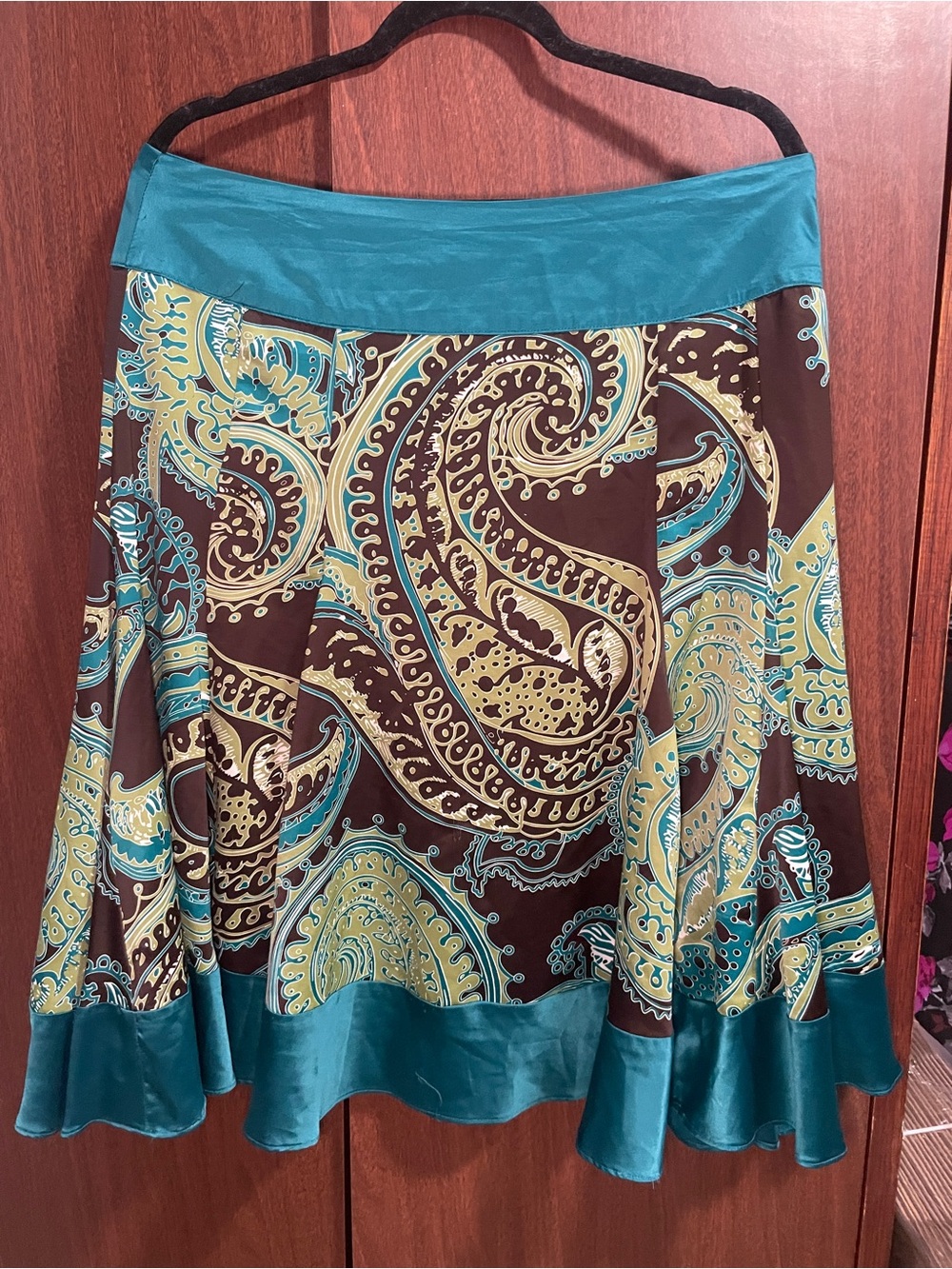 Vintage Teal and Brown Skirt